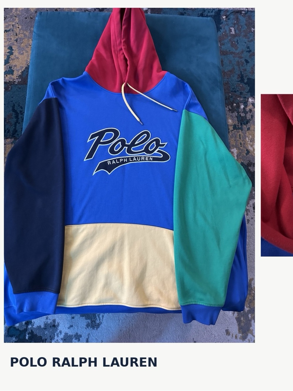 Polo Ralph Lauren Logo Color-Blocked Double-Knit Hoodie Blue & Green 4XLT